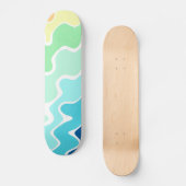 レトロウェーブラインパステルレインボーカラーズパターン スケートボード (正面)