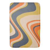 レトロウェーブライン - オレンジ、ネイビー、イエロー、ベージュ バスマット (正面縦)