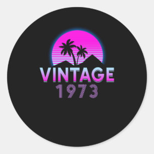 レトロウェーブヴィンテージ1973誕生日ギフトアイディア ラウンドシール