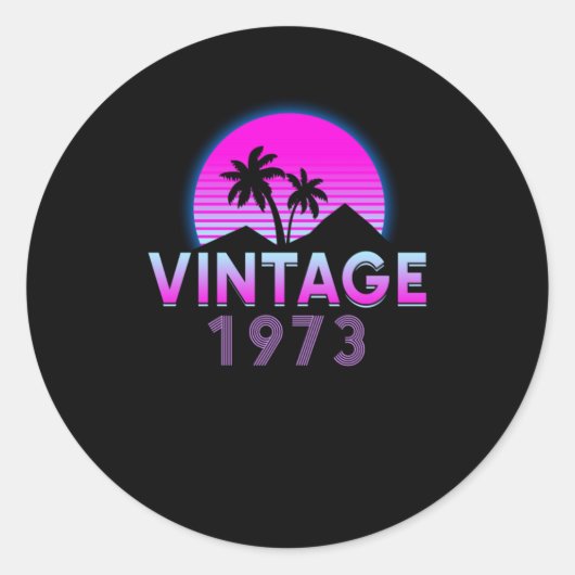 レトロウェーブヴィンテージ1973誕生日ギフトアイディア ラウンドシール (正面)