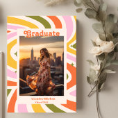 レトロウェーブ カラフル フォト 卒業おめでとう ご案内 招待状