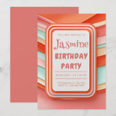 レトロウェーブ・グミ・アブストラクト・フレーム・バースデー 招待状 (正面/裏面)