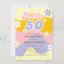 レトロウェーブ グルービー フラワー こんにちは 50歳の誕生日 