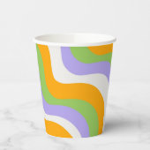 レトロウェーブ グルーヴィー カール レイヤー アブストラクト Y2K パターン 紙コップ (左)
