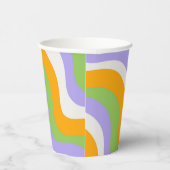 レトロウェーブ グルーヴィー カール レイヤー アブストラクト Y2K パターン 紙コップ (右)