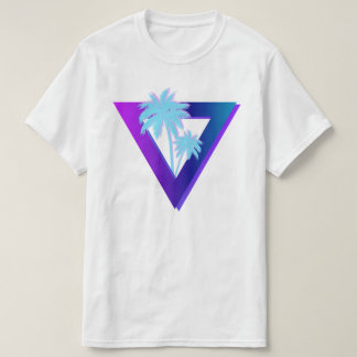 レトロウェーブ シンスウェーブ ヤシの木 トライアングル Tシャツ