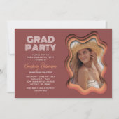 レトロウェーブ フォト 卒業パーティー 招待状 (正面)