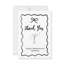 レトロウェーブ ブライダルシャワーの感謝カード - マーティニー