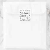 レトロウェーブ ブライダルシャワー スティッカー - マルティーニグラス スクエアシール (バッグ)