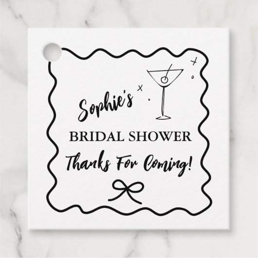 レトロウェーブ ブライダルシャワー フェイバータグ マーティニグラス (正面)