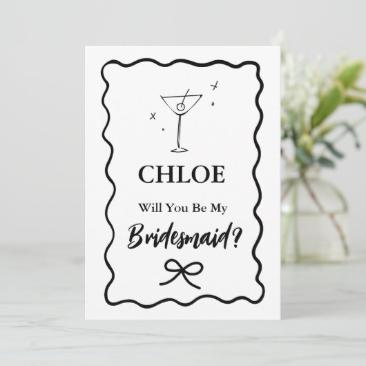 レトロウェーブ マティーニグラス 花嫁の提案 招待状 (スタンド正面)