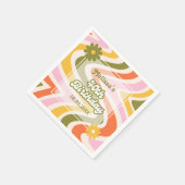 レトロウェーブGroovyフラワーグリーン40歳の誕生日 スタンダードカクテルナプキン (角)