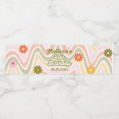 レトロウェーブGroovyフラワーグリーン40歳の誕生日 ペットボトルラベル (シングルラベル)