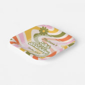 レトロウェーブGroovyフラワーグリーン40歳の誕生日 ペーパープレート (傾斜あり)