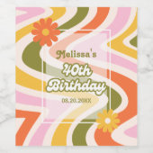 レトロウェーブGroovyフラワーグリーン40歳の誕生日 ワインラベル (シングルラベル)