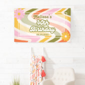 レトロウェーブGroovyフラワーグリーン40歳の誕生日 横断幕 (インサイチュ)