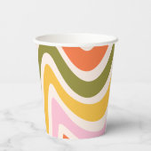 レトロウェーブGroovyフラワーグリーン40歳の誕生日 紙コップ (裏面)