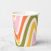 レトロウェーブGroovyフラワーグリーン40歳の誕生日 紙コップ (左)