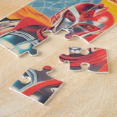 レトロウェーブSF戦士の女性 ジグソーパズル (側面)