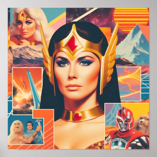 レトロウェーブSF戦士の女性 ポスター (正面)