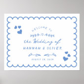 レトロウェー図解入りの、写真付きのブドレ結婚のウェルカムサイン ポスター (正面)