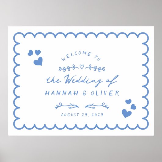 レトロウェー図解入りの、写真付きのブドレ結婚のウェルカムサイン ポスター (正面)