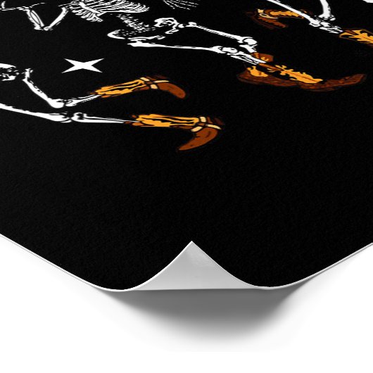 レトロウエスおもしろいスタン踊りスケルトンハロウィーンカウズ ポスター (角)