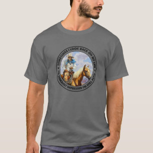 レトロウエスタンカウボーイ時々私のLを振り返る Tシャツ