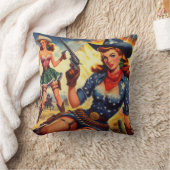 レトロウエスタンカントリーガールズ クッション (ブランケット)