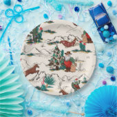 レトロウエスタンサンタクリスマス紙プレート ペーパープレート (パーティー)