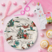 レトロウエスタンサンタクリスマス紙プレート ペーパープレート (パーティー)