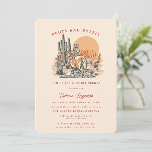 レトロウエスタンデザート |ブライダルシャワーの招待 招待状 (スタンド正面)