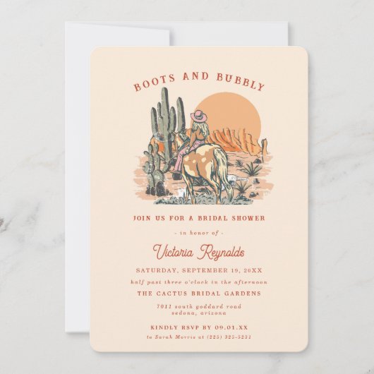 レトロウエスタンデザート |ブライダルシャワーの招待 招待状 (正面)