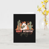 レトロウエスタンハロウィーンかわいい幽霊おもしろいブートスコティ カード (黄色い花)