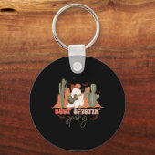 レトロウエスタンハロウィーンかわいい幽霊おもしろいブートスコー キーホルダー (正面)