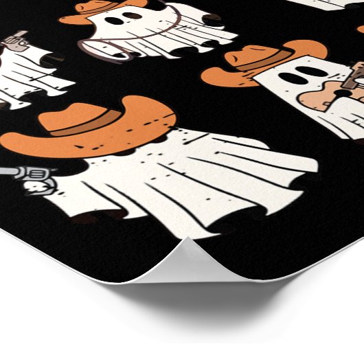 レトロウエスタンハロウィーンカウボーイ幽霊コラージスポック ポスター (角)