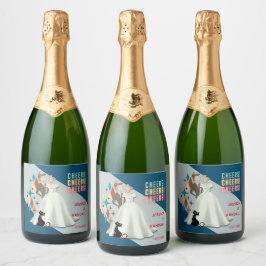 レトロウエディングラベきらめくル(ワインボトル) スパークリングワインラベル