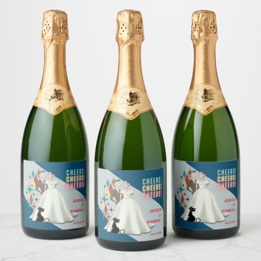 レトロウエディングラベきらめくル(ワインボトル) スパークリングワインラベル (ボトル)