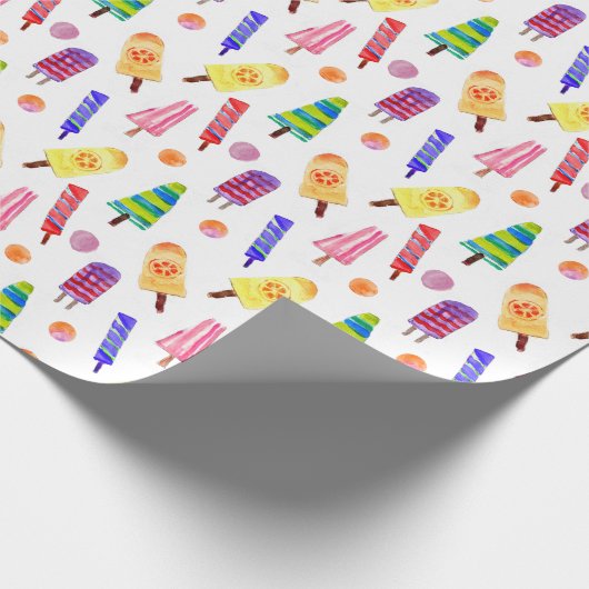 レトロウォーターカラーアイスクリームコーンかわいいオリジナルアート ラッピングペーパー (角)