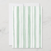 レトロウォーターカラーグリーンストライプブライダルシャワー 招待状 (裏面)