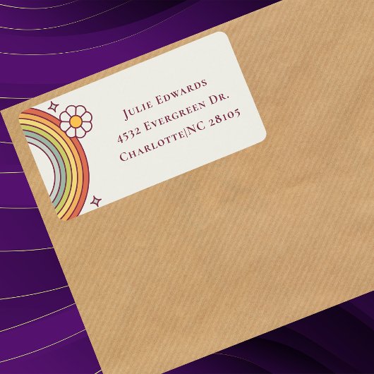 レトロウォーターカラーレインボーボホ住所 シール