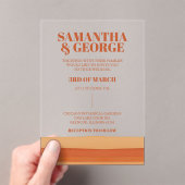 レトロウォーターストライプカラーテラコッタオレンジ結婚ズ アクリル招待状 (インサイチュ (ポータブル))