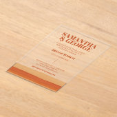 レトロウォーターストライプカラーテラコッタオレンジ結婚ズ アクリル招待状 (レイダウン)