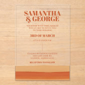 レトロウォーターストライプカラーテラコッタオレンジ結婚ズ アクリル招待状 (正面)