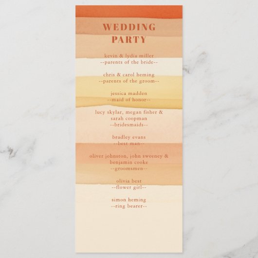 レトロウォーターストライプカラーテラコッタオレンジ結婚ズ プログラム (裏面)