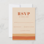 レトロウォーターストライプカラーテラコッタオレンジ結婚ズ 出欠カード (正面)