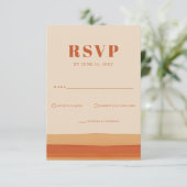 レトロウォーターストライプカラーテラコッタオレンジ結婚ズ 出欠カード (スタンド正面)