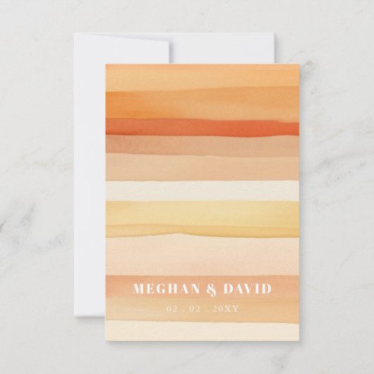 レトロウォーターストライプカラーテラコッタオレンジ結婚ズ 出欠カード (裏面)