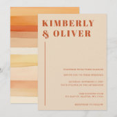 レトロウォーターストライプカラーテラコッタオレンジ結婚ズ 招待状 (正面/裏面)