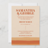 レトロウォーターストライプカラーテラコッタオレンジ結婚ズ 招待状 (正面)